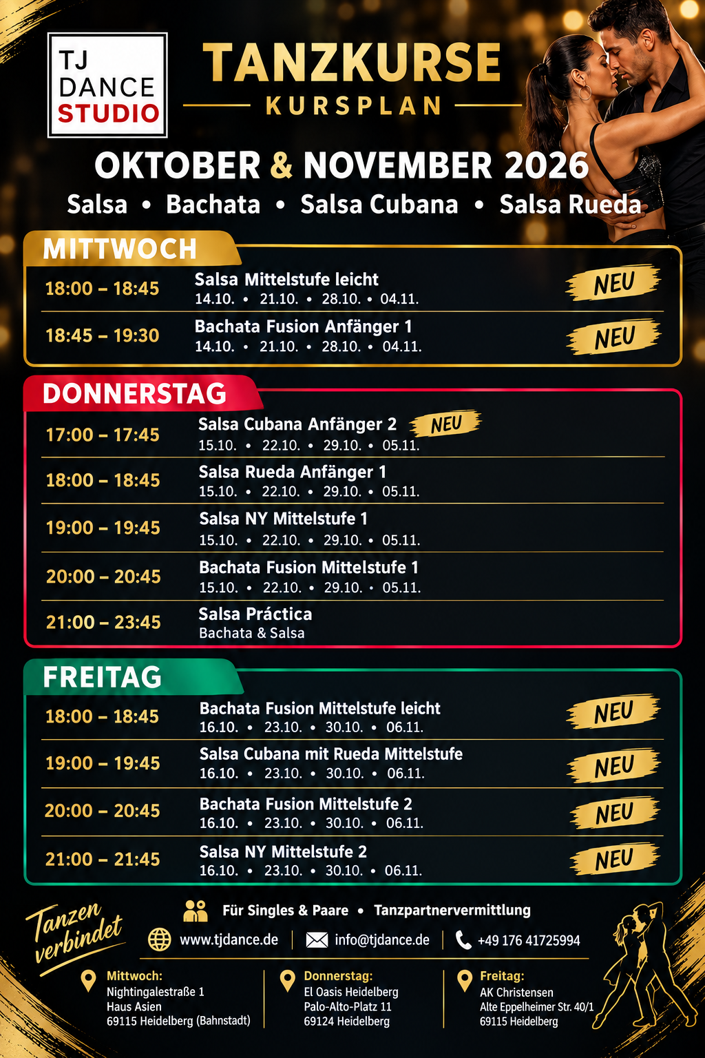 Hochzeitstanz, Hochzeitsvorbereitung, Tanzkurse, Brautpaar, Hochzeitsvorbereitungstanzkurse, Tanzschule heidelberg, Choreografie, Hochzeitsfeier, Hochzeitstanzkurs-Anbieter, bachata tanzen lernen, Salsa, Bachata, Tanzlehrer, Brautwalzer, Tanzschritte, Romantischer Hochzeitstanz, Tanzunterricht, Tanzen lernen, Bachata sensual, Hochzeitsvorbereitungstipps, Paartanzkurse, Tanzschule, salsa rueda, Tanzstunden, Paartanz, Tanzpartner, Anfängerkurse, Fortgeschrittenenkurse, Lateinamerikanische Tänze, Standardtänze, Gesellschaftstanz, Privatstunden, tanzen lernen, Tanzgemeinschaft, Tanzschule in Heidelberg, Tanzschule in Mannheim, Tanzschule in Schwetzingen, Tanzschule in Wieblingen, Tanzschule in Schriesheim, Tanzschule in Sandhausen, Tanzschule in Brühl, Tanzschule in Ketsch, Tanzschule in Oftersheim, Tanzschule in Ladenburg, Tanzschule in Walldorf, Tanzschule in Walldorf, Tanzschule in Eppelheim, Tanzschule in Dossemheim, Tanzschule in rohrbach, Tanzschule in Kircheim, Tanzschule in Leimen, Tanzschule in Weinheim, Tanzschule in ST.Leon, Tanzschule in Walldorf, Tanzschule in Boxberg, Tanzschule in Weststadt Heidelberg, Tanzschule in Bergheim, Tanzschule in Plankstadt, Tanzschule in Neuenheim, Tanzschule in Handschuhsheim